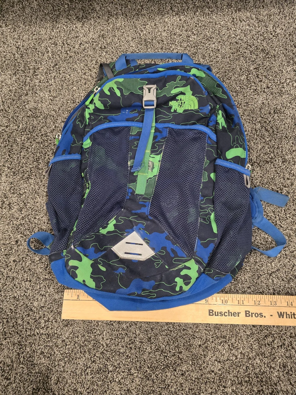 The North Face Boy's Blue & Green Camo Backpack